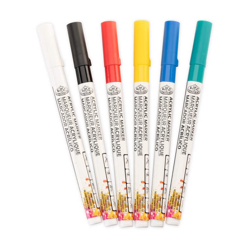 6-Piece Acrylic Marker Set for Art & Crafts - Multi-Surface, Fine Details
