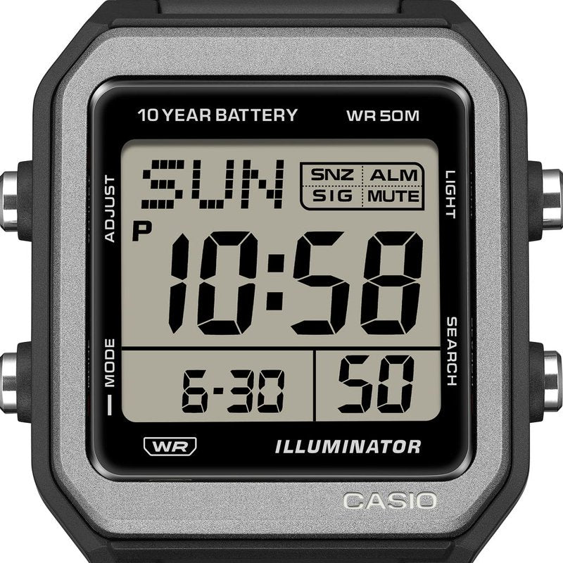 Casio Digital Watch Black Resin 10 Year Battery Waterproof 50M W221H-1AVKC