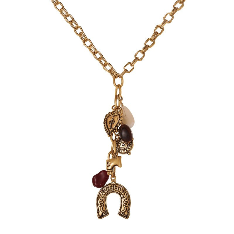 Horseshoe Western Charm Necklace with 18" Chain and 3" Extender - Gold Tone Jewelry