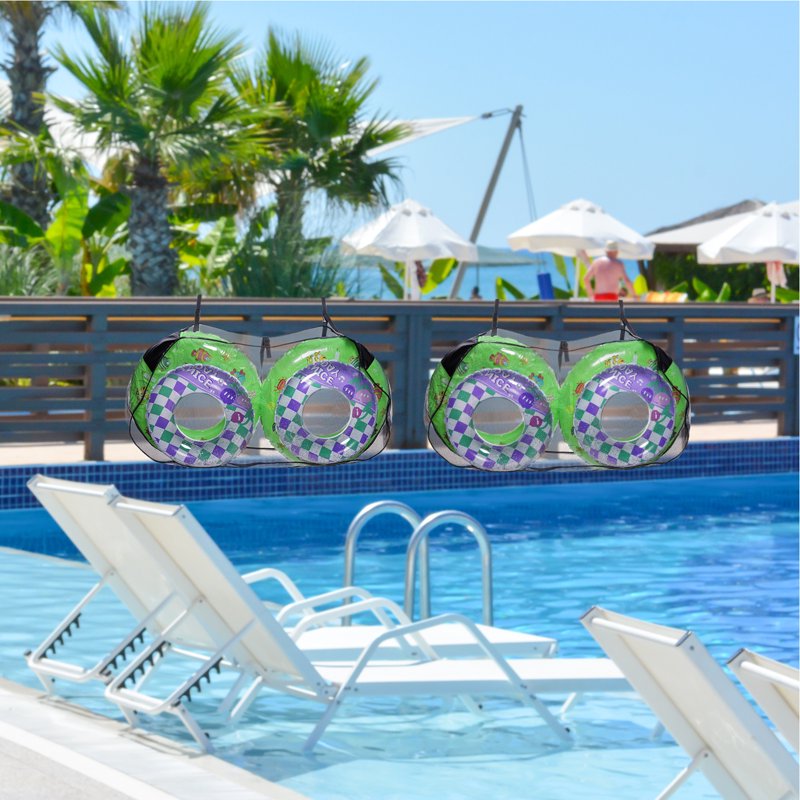 Heavy Duty Pool Toy Storage Nets 2 Pack - Mesh Organizer for Floats & Toys