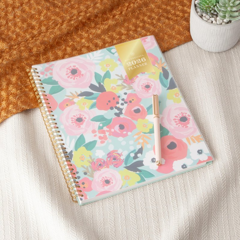2026 Weekly & Monthly Planner Calendar - 8.5 x 11 Mint Cover with Stickers