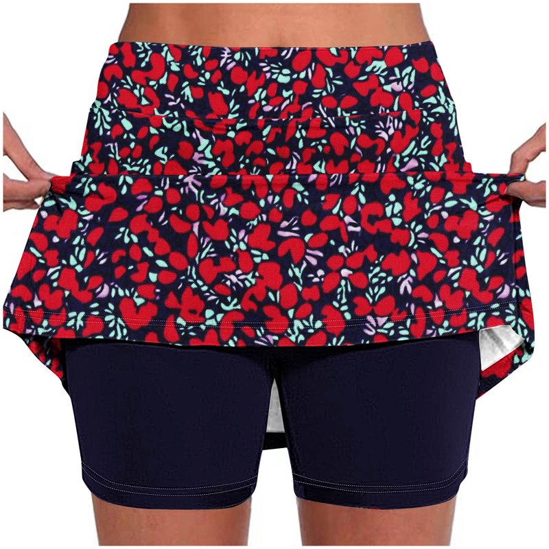 Plus Size High Waisted Tennis Skorts for Women with Pockets - Summer Casual Floral Golf Skirts