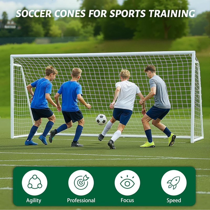 Foldable 16x7 ft Soccer Goals – Steel Backyard Training System, Weatherproof