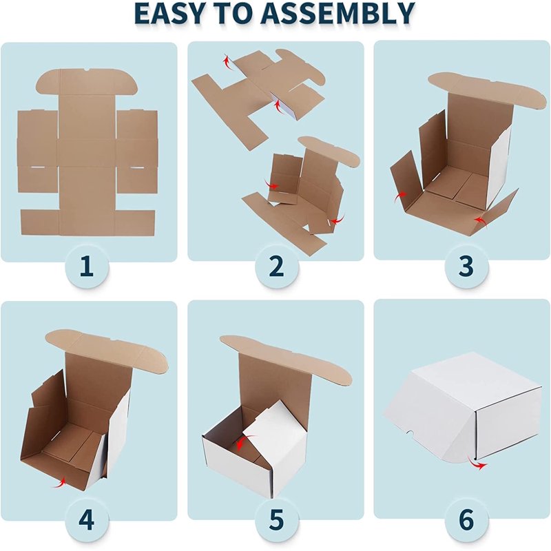 25 Pack White Corrugated Shipping Boxes 9x6x3 - Eco-Friendly & Foldable