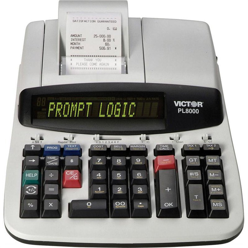Prompt Logic Printing Calculator with Tax & Loan Functions - 8 Lines/Sec