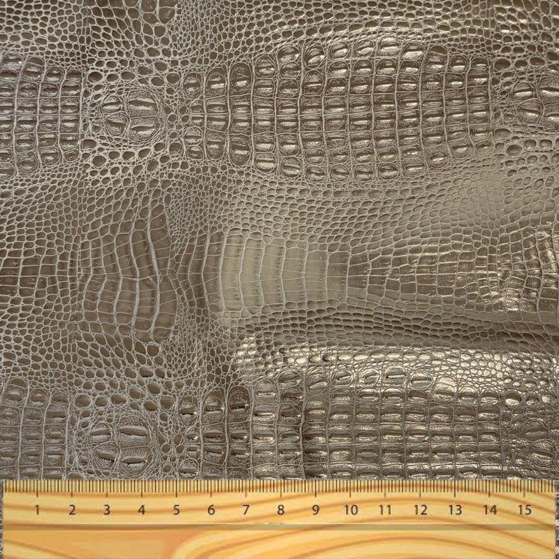 Faux Leather Crocodile Print Upholstery Fabric 52-Inch White Gold Yard