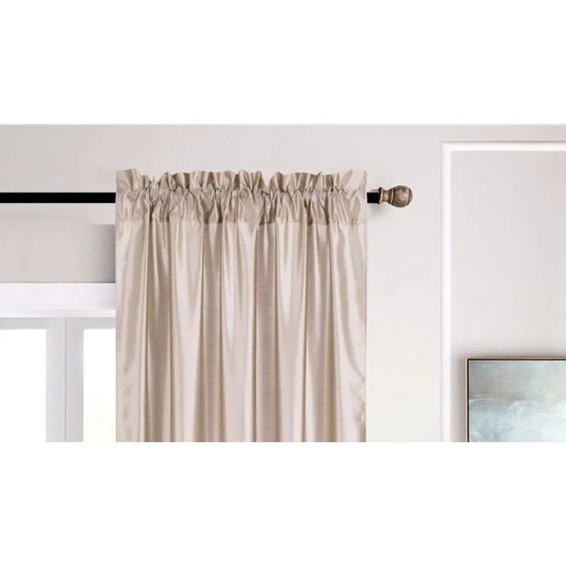 Semi-Sheer Faux Silk Window Curtains 2-Pack - Taupe, 84" Length
