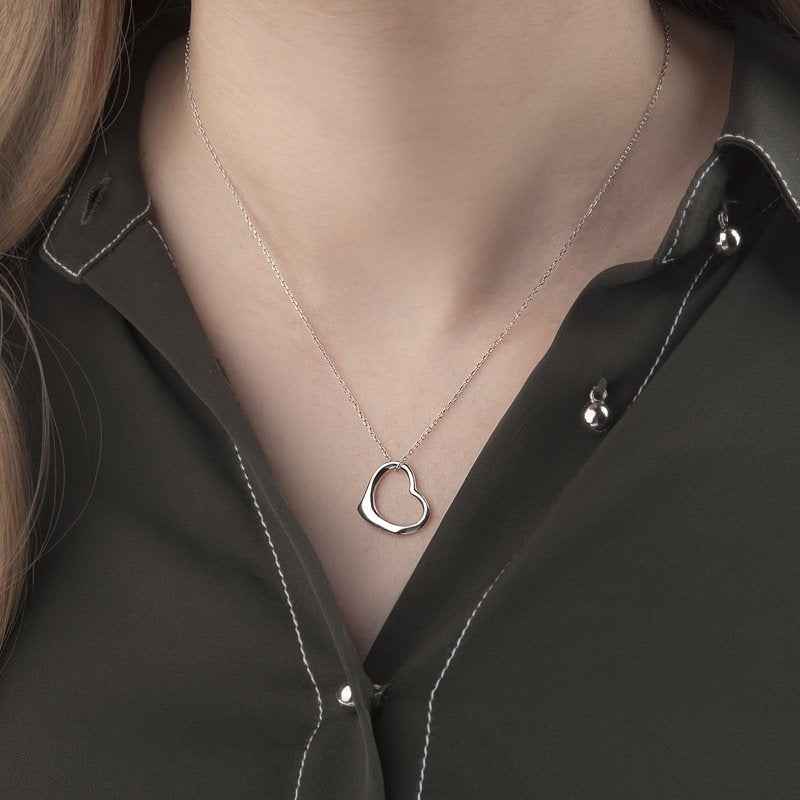 Sterling Silver Heart Necklace for Mom - Mother's Day Gift, 16 Inch Chain