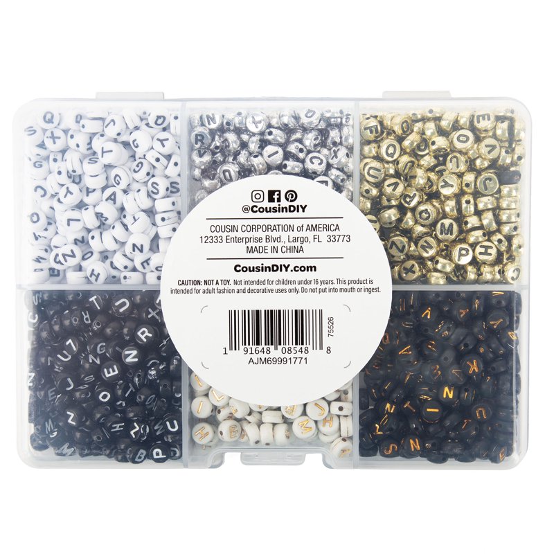 Metallic Alphabet Bead Mega Mix - 1200pcs Craft & Jewelry Supplies
