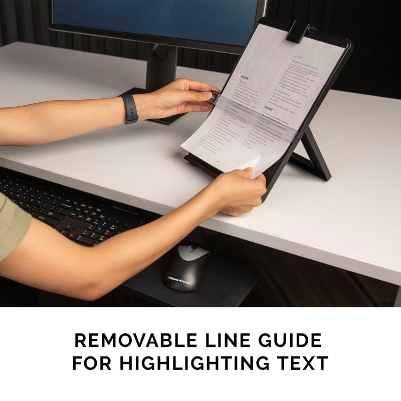 Desktop Copyholder with Line Guide - Nonmagnetic, Repositionable, Holds 125 Sheets