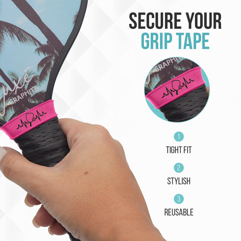 Palms-O-Aces Silicone Pickleball Grip Bands 3-Pack, Pink – Variation Pink 3C