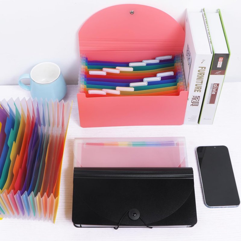 2 Pack A6 Mini Coupon Organizer Wallets with 13 Pockets Pink