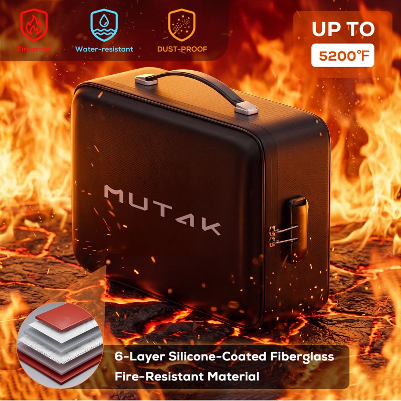 Fireproof Document Safe Box with Lock Waterproof Hard Shell for Important Documents and Laptops