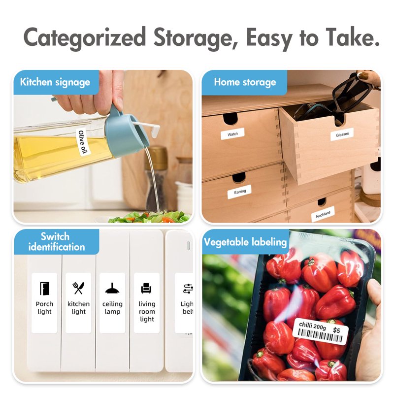 Portable Bluetooth Label Maker Printer for Home Office Inkless Stickers