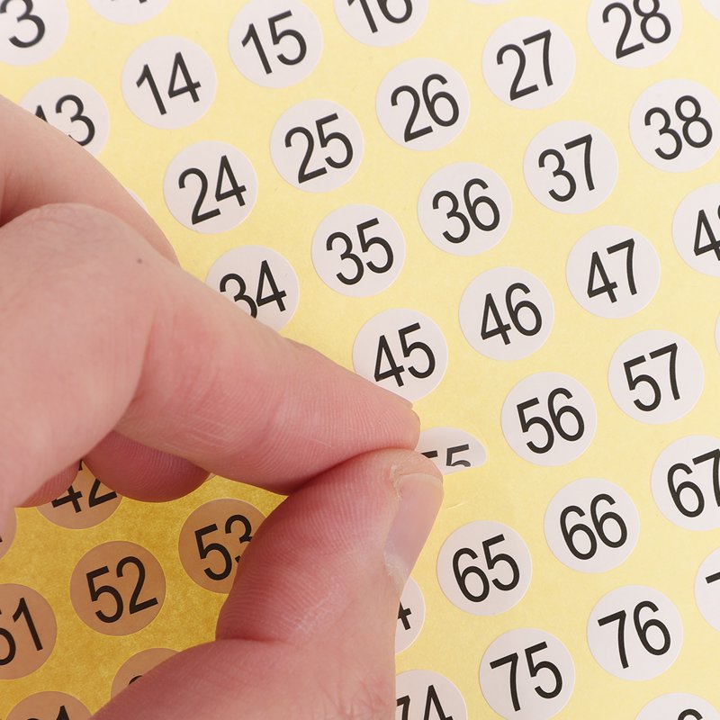 Small Round Number Stickers 1-100 Labels for Home Organization & Crafting