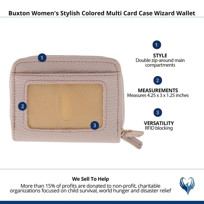 Women’s RFID Pebble Leather Wallet with Zipper & Credit Card Organizer