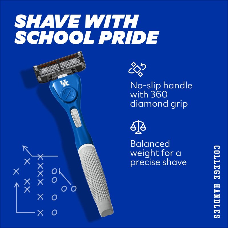Men's 6-Blade Razor Starter Set with Custom School Colors - Reusable Handle