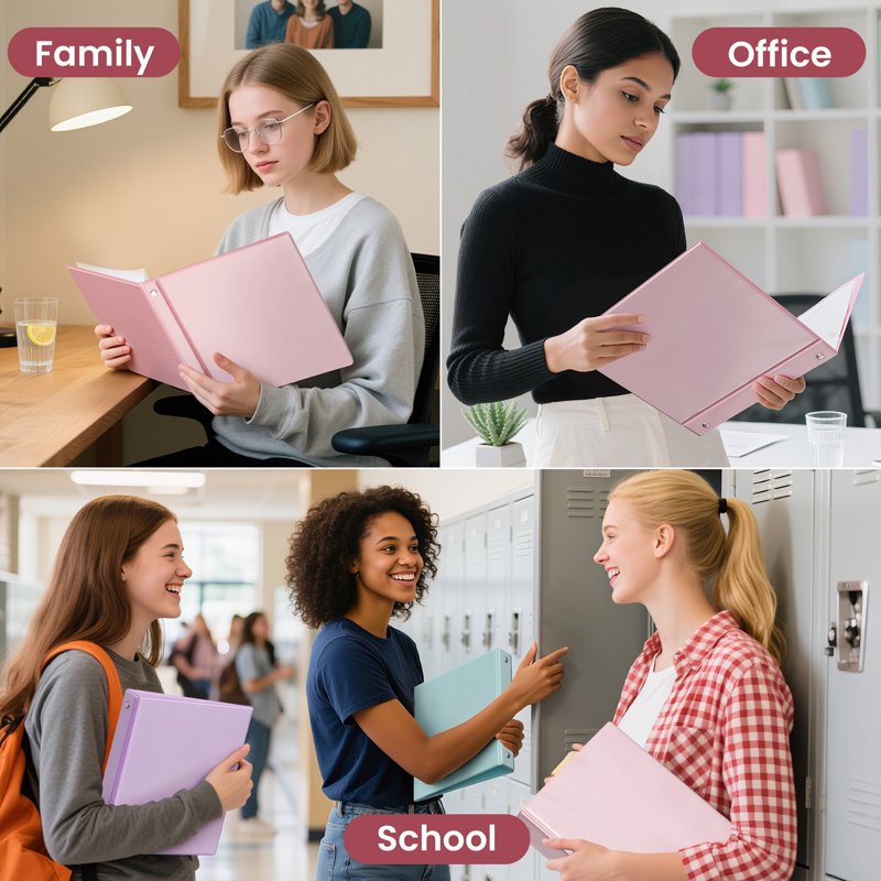 3 Inch Large Clear View Binder Set - 4 Pastel Office & School Organizers