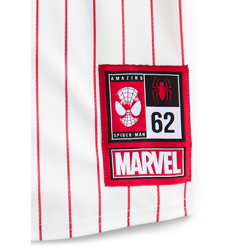 Kids Spider-Man Baseball Jersey Boys Short Sleeve Button-Down T-Shirt
