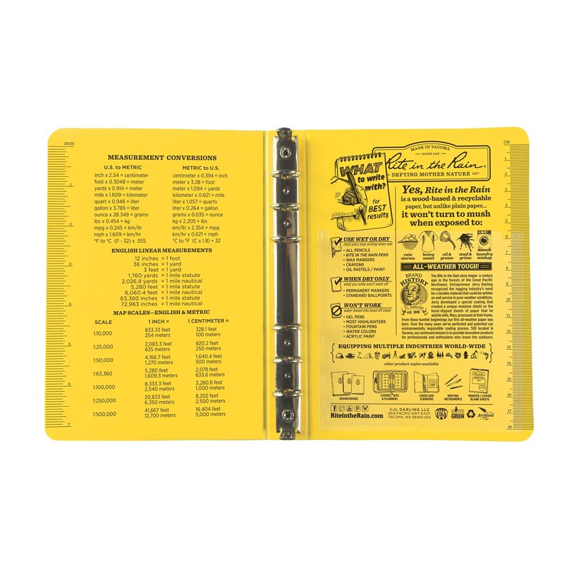 1/2 Inch Six-Ring Field Binder - Heavy Duty Yellow Plastic, 100 Sheets