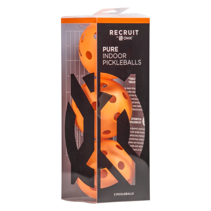 (5 Pack) Pickleball Pure Indoor Balls by ONIX Recruit – Orange, 2.5 lb