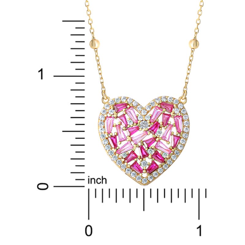Sterling Silver Heart Pendant Necklace 14k Gold Plated 18 Inch Chain