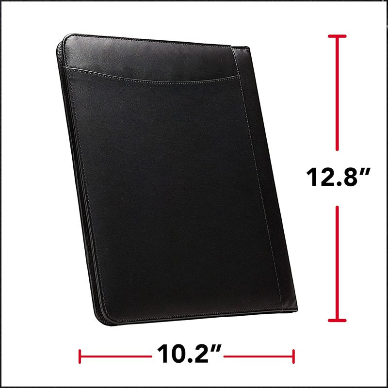 Leatherette Padfolio with Writing Pad and Organizer - Black