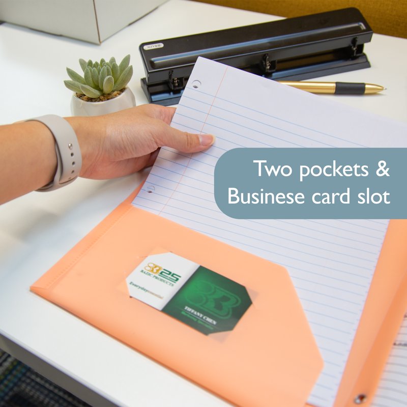 BAZIC 6-Pack Pastel Poly Folder Portfolio with 3-Prong Fasteners