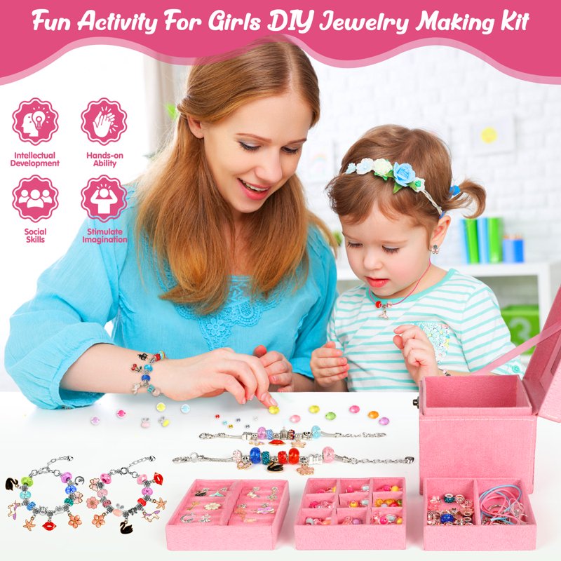 Girls Jewelry Making Kit with Beads & Accessories - 123 Pieces