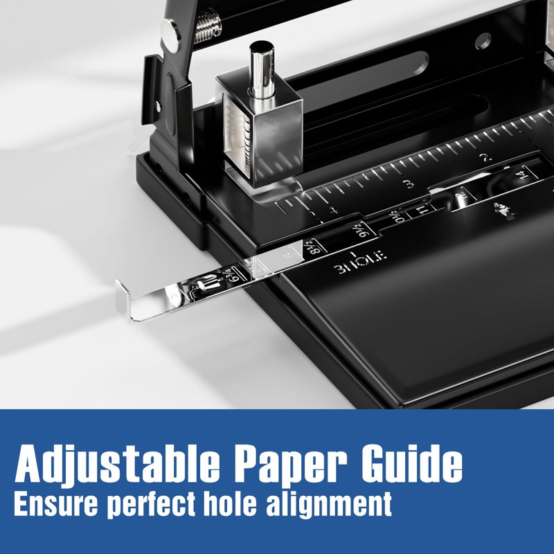 Heavy Duty 3 Hole Punch for Office & School - Adjustable 40 Sheet Capacity Metal Black