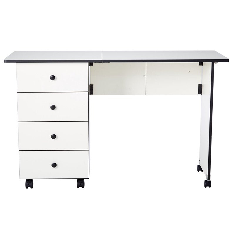 Portable Sewing Table with Storage and Locking Casters - 44x16x29 Inches