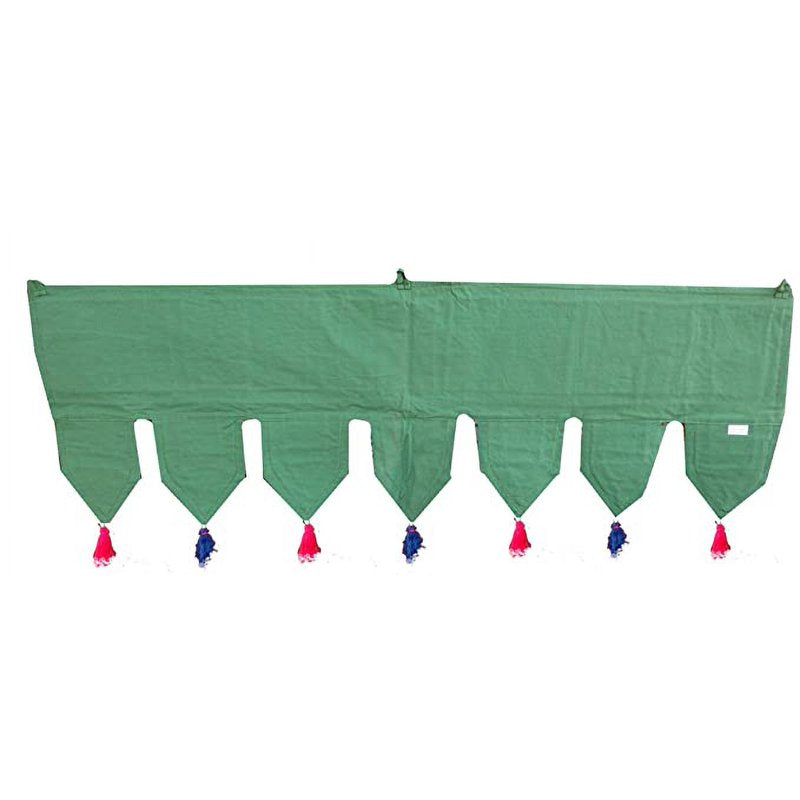 Indian Embroidered Patchwork Door Hanging & Window Valance - Ethnic Toran Decor - Green
