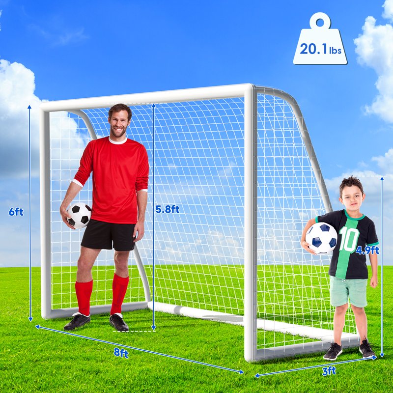 TLGREEN 8x6 ft Portable Soccer Goal Set of 2 with Weatherproof UPVC Frame & Carry Bag