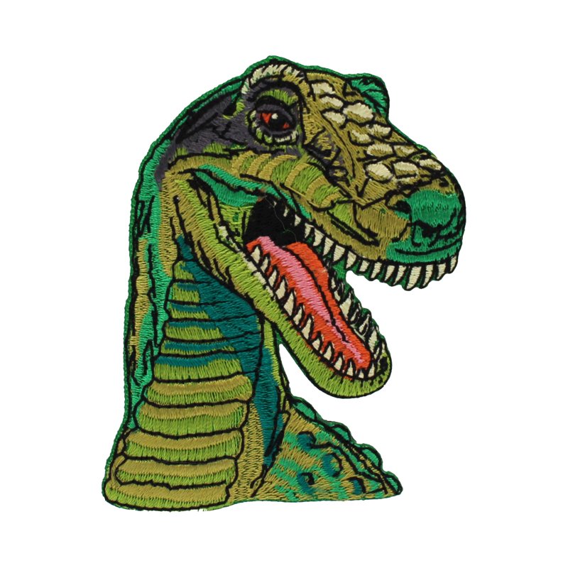 Green Dinosaur Iron-On Patch Applique 2.6x3.5 Inches - 2 Pack
