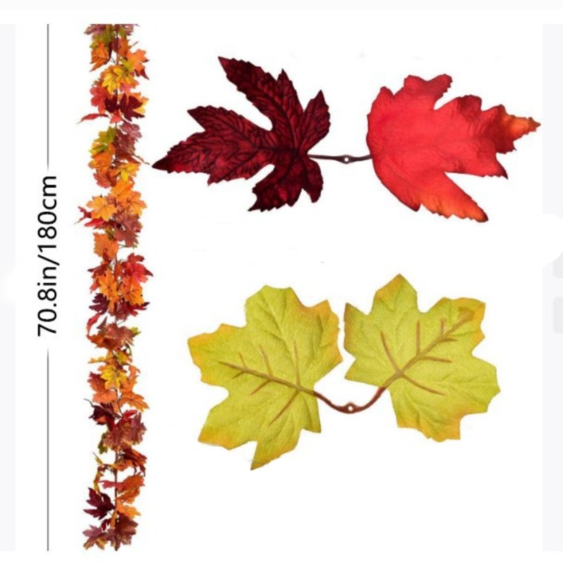 5.9Ft Fall Artificial Maple Leaves Garland for Thanksgiving and Autumn Decor