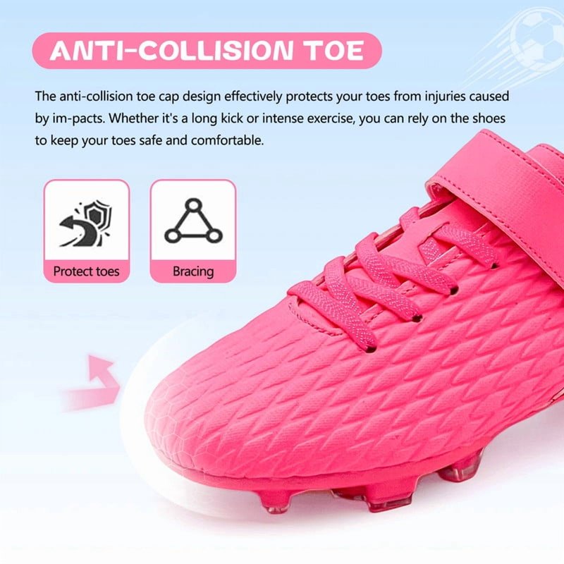 Kids Soccer Cleats Boys Girls Training Football Shoes – 11.5 Little Kid, Pink