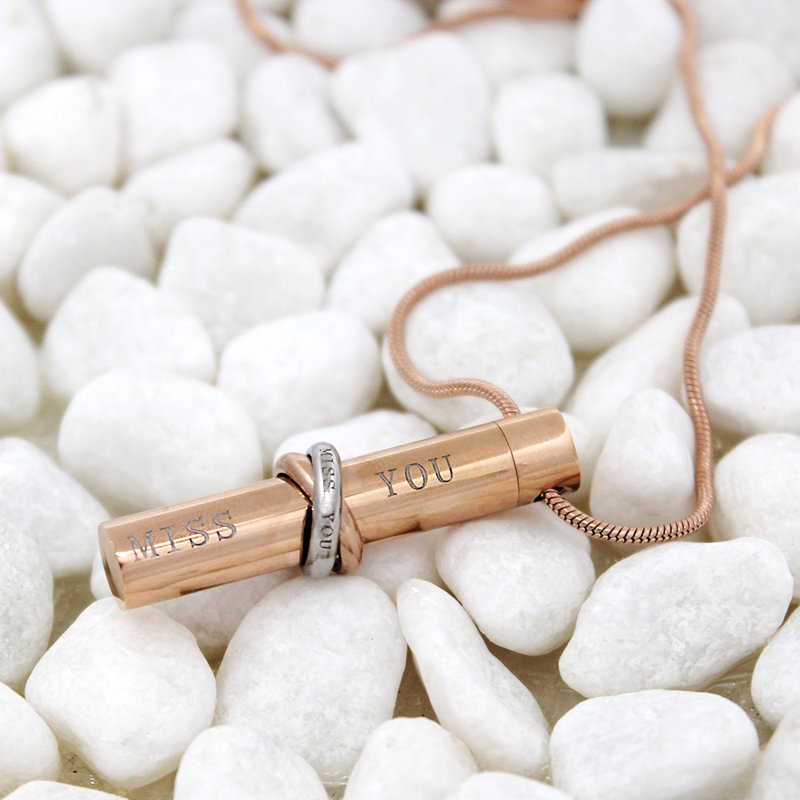 Cylinder Memorial Cremation Jewelry Necklace Ashes Holder - Miss You