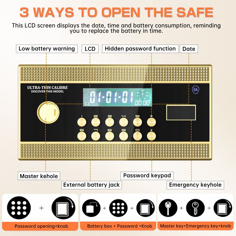 Large Fireproof Waterproof Security Safe with Digital LCD and Deposit Slot