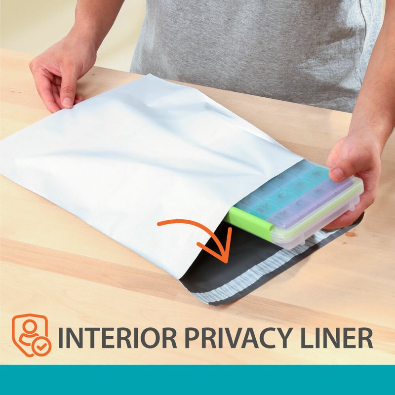 Self-Seal Poly Mailers Pack of 25 - 12 x 15.5 Inch White Shipping Envelopes
