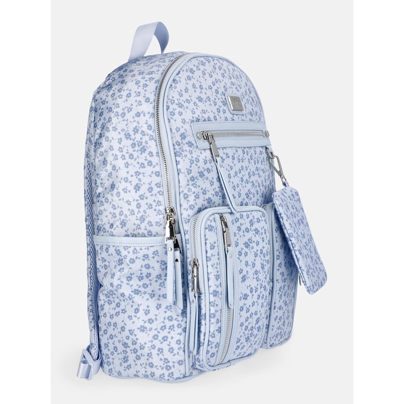 Women's Double Pocket Dome Backpack for Women with Pouch - Floral & Solid Options