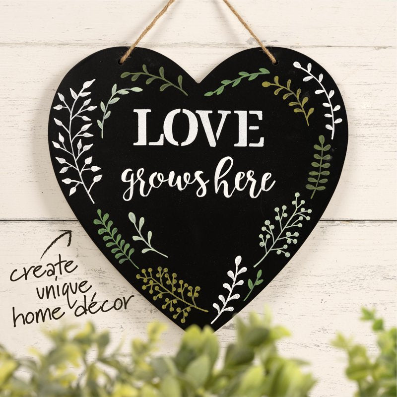 Heart Shaped Chalkboard Plaque with Hanging Cord - 12 x 12 Inches, Versatile Decor & Craft Board