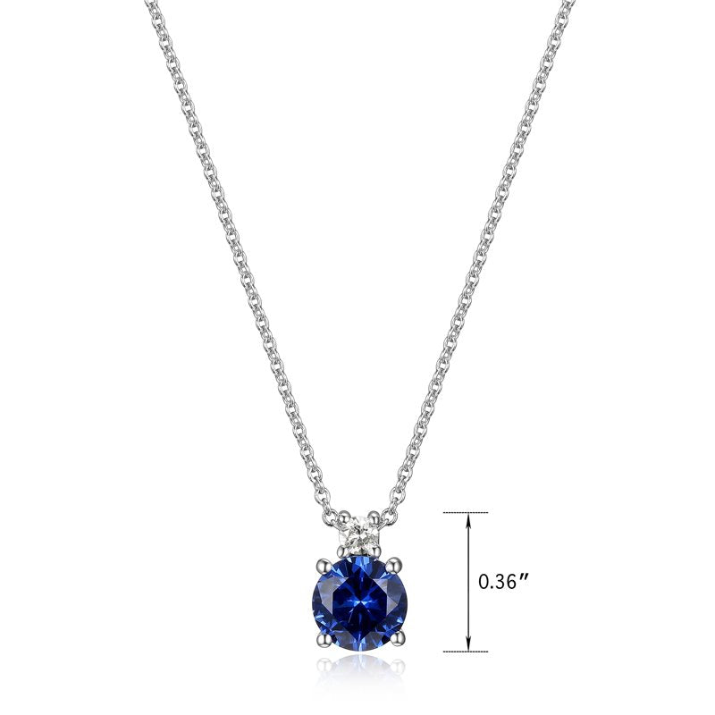 Sterling Silver Lab Grown Diamond and Sapphire Necklace for Women