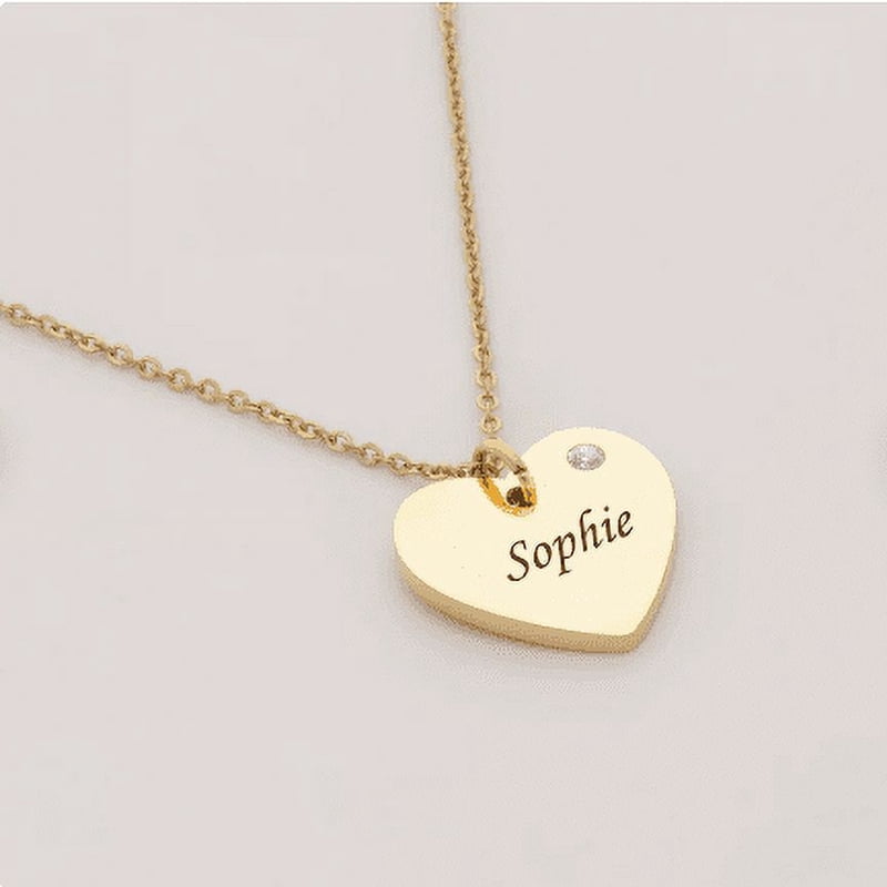 Personalized Heart Necklace for Girls - Birthstone & Name Custom Jewelry