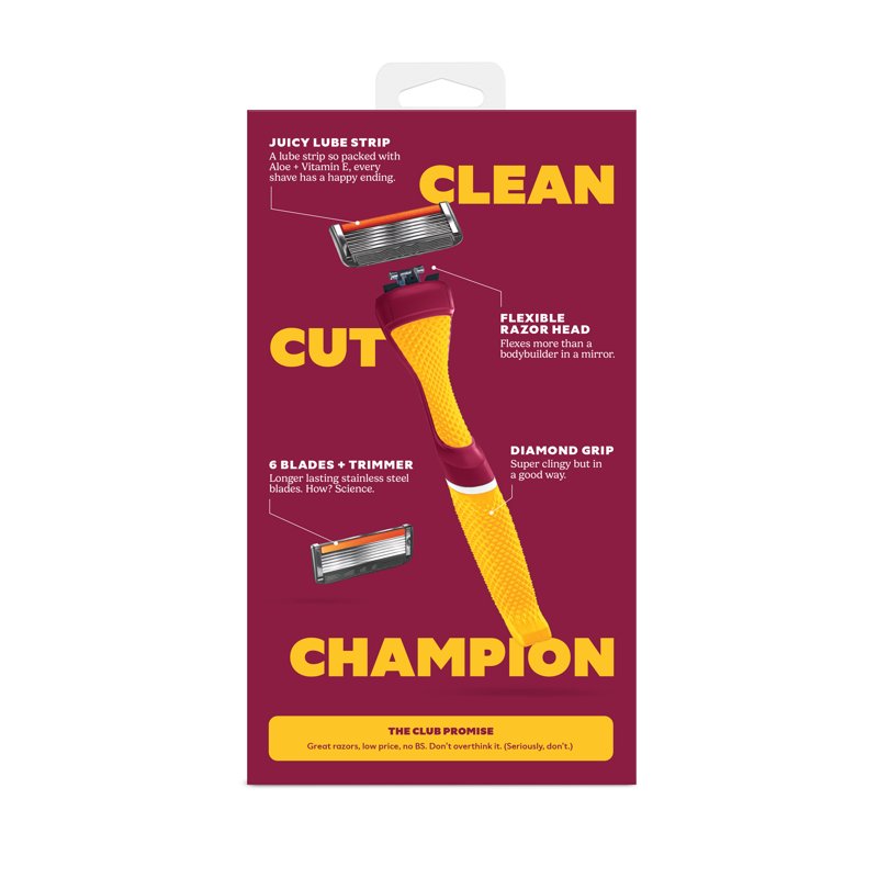 6-Blade Razor Starter Set with Diamond Grip Handle - Reusable Shaving Kit
