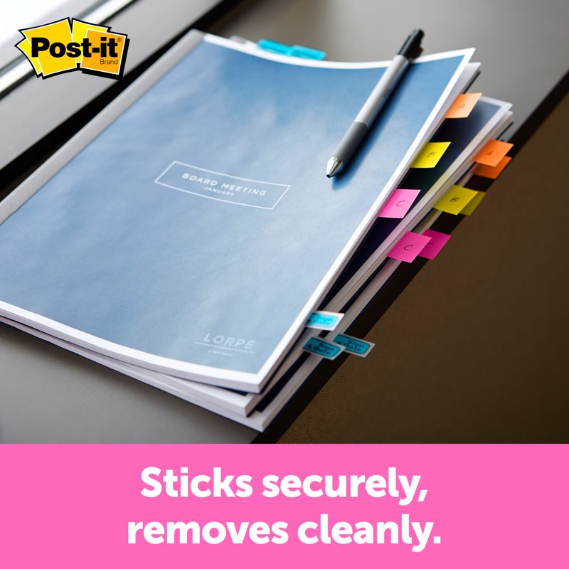 Post-it Flags in Bright Colors - 1 Inch Wide, 200/Dispenser for Office & School Organization