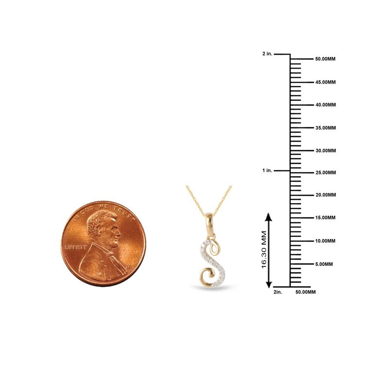 Diamond Alphabet Pendant Necklace for Women - Sterling Silver, 0.04Ct TDW, Custom Initial S