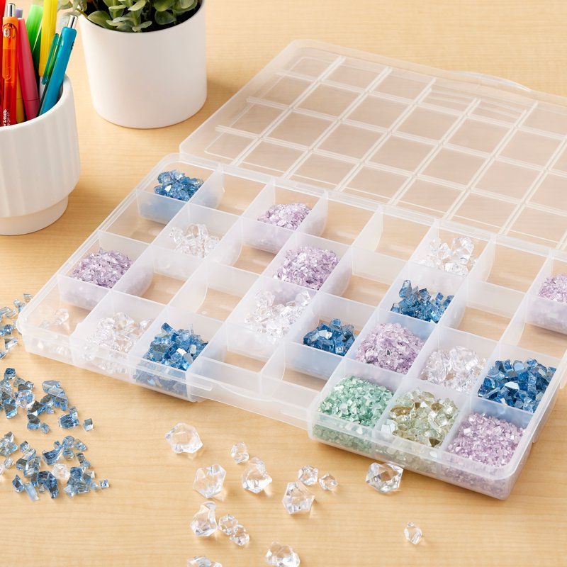 6 Pack Craft Storage Organizer with 32 Compartments, No-Spill, Stackable, 13.7" Plastic Bead & Jewelry Case