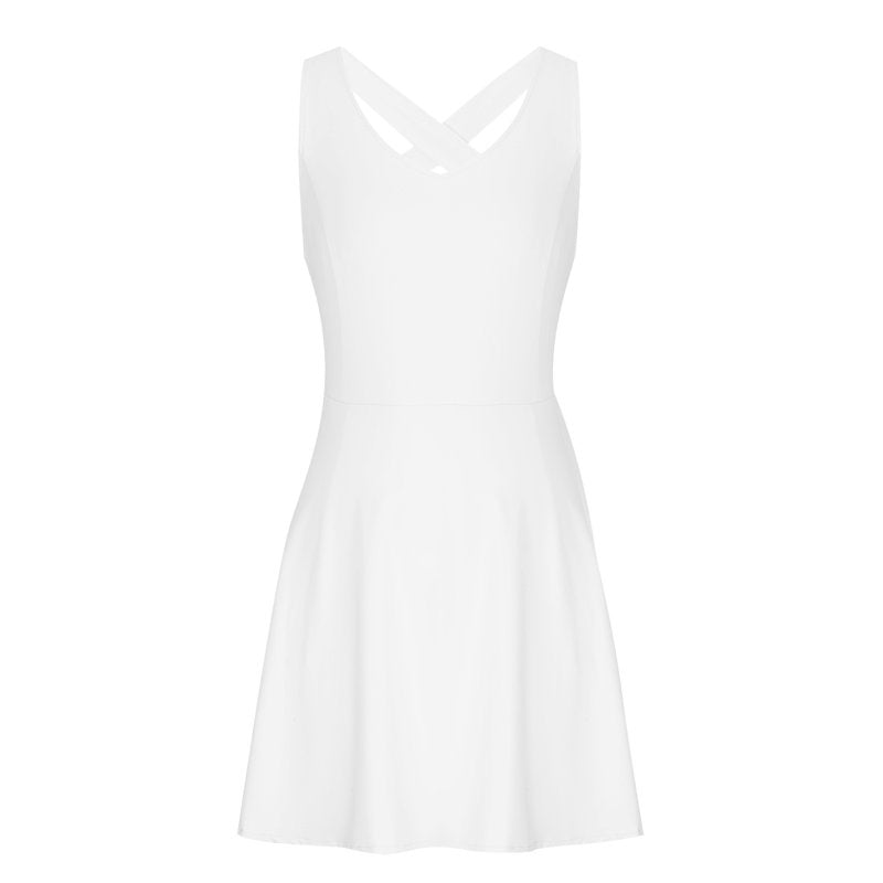 Women’s Tennis Dress with Built-In Shorts & Bra - Athletic Workout Skirt