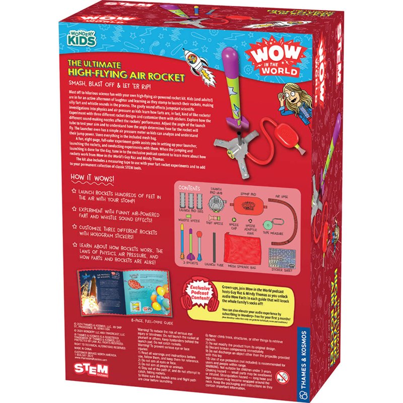 Air-Powered Rocket Science Kit for Kids Ages 4+ - Includes 3 Rocket Designs & Experiments