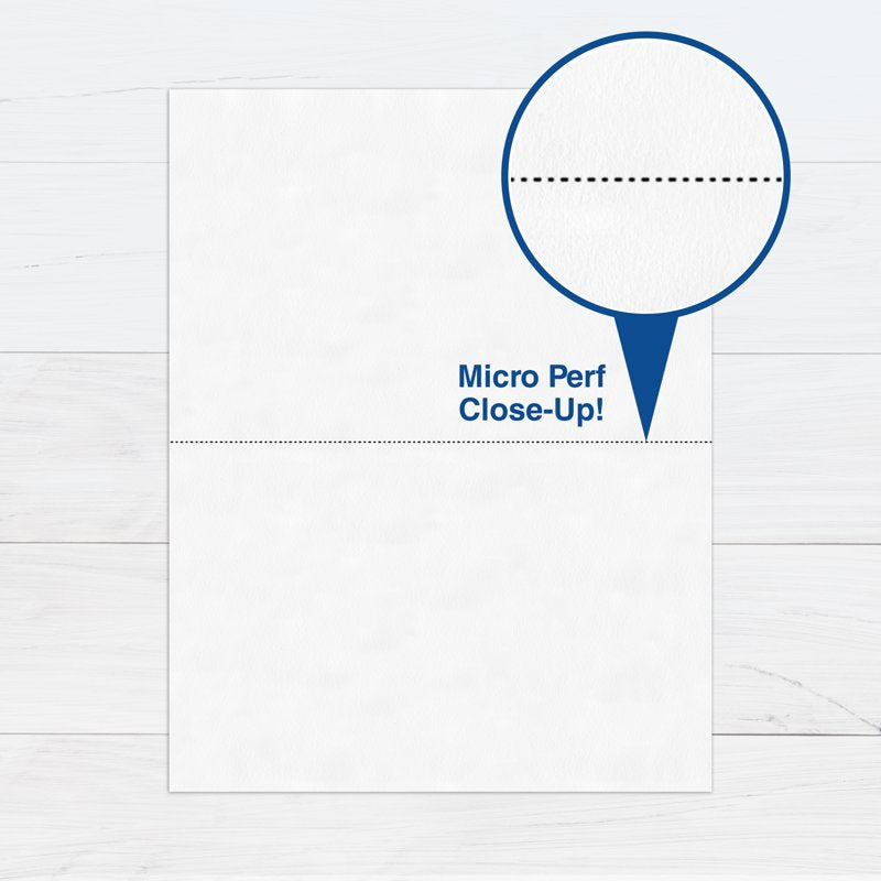 Half Sheet Perforated Printer Paper 8.5 x 11 White 2500 Sheets - Office Use